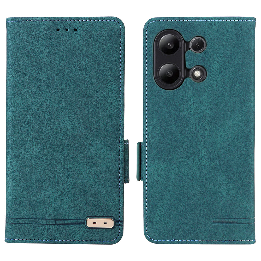 For Xiaomi Redmi Note 13 4G Case Leather Wallet Cover Hardware Decor - Blue