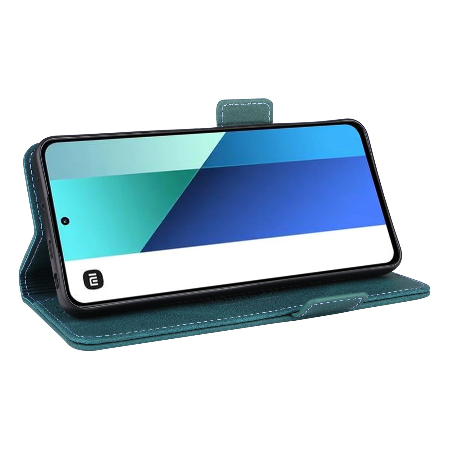 For Xiaomi Redmi Note 13 4G Case Leather Wallet Cover Hardware Decor - Blue