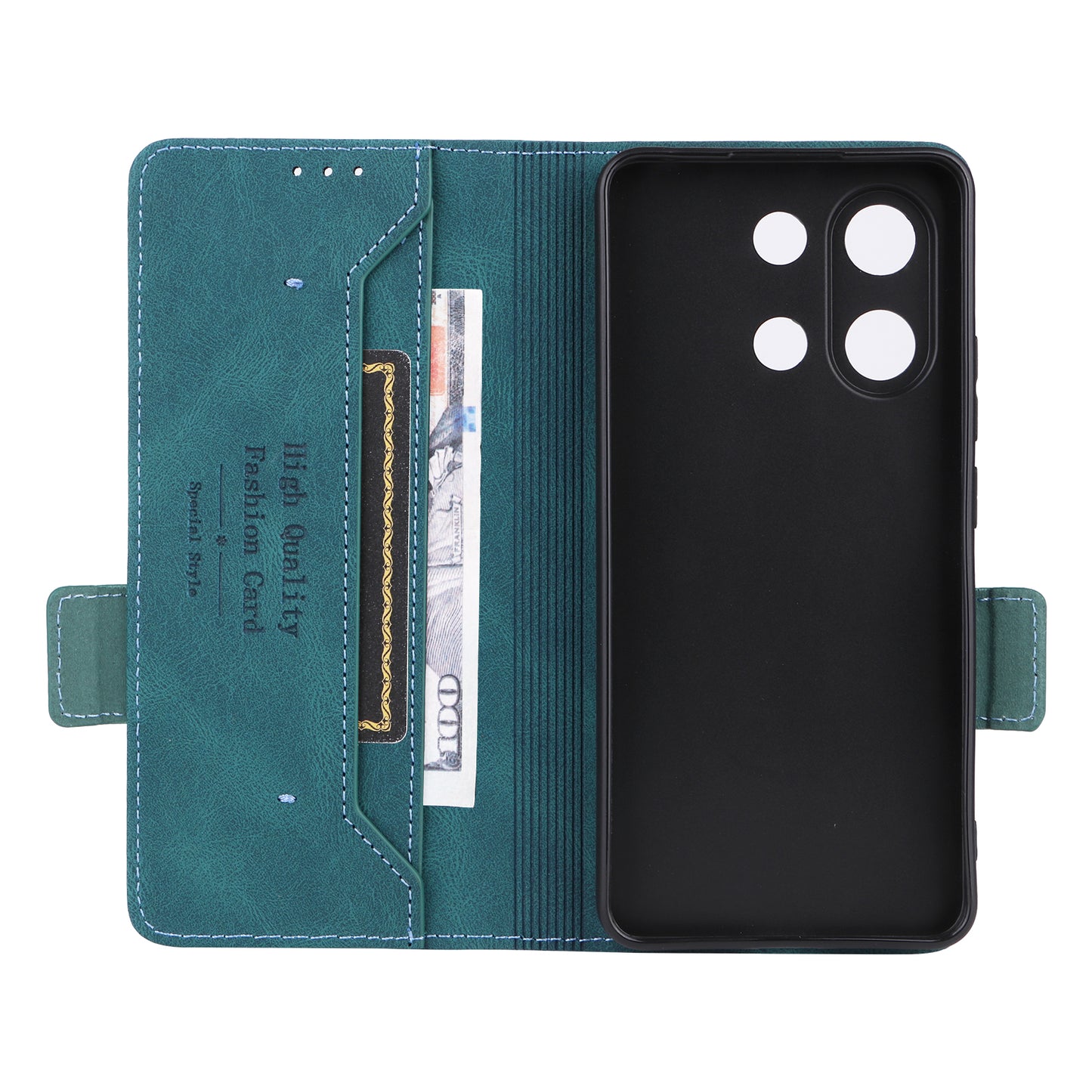 For Xiaomi Redmi Note 13 4G Case Leather Wallet Cover Hardware Decor - Blue