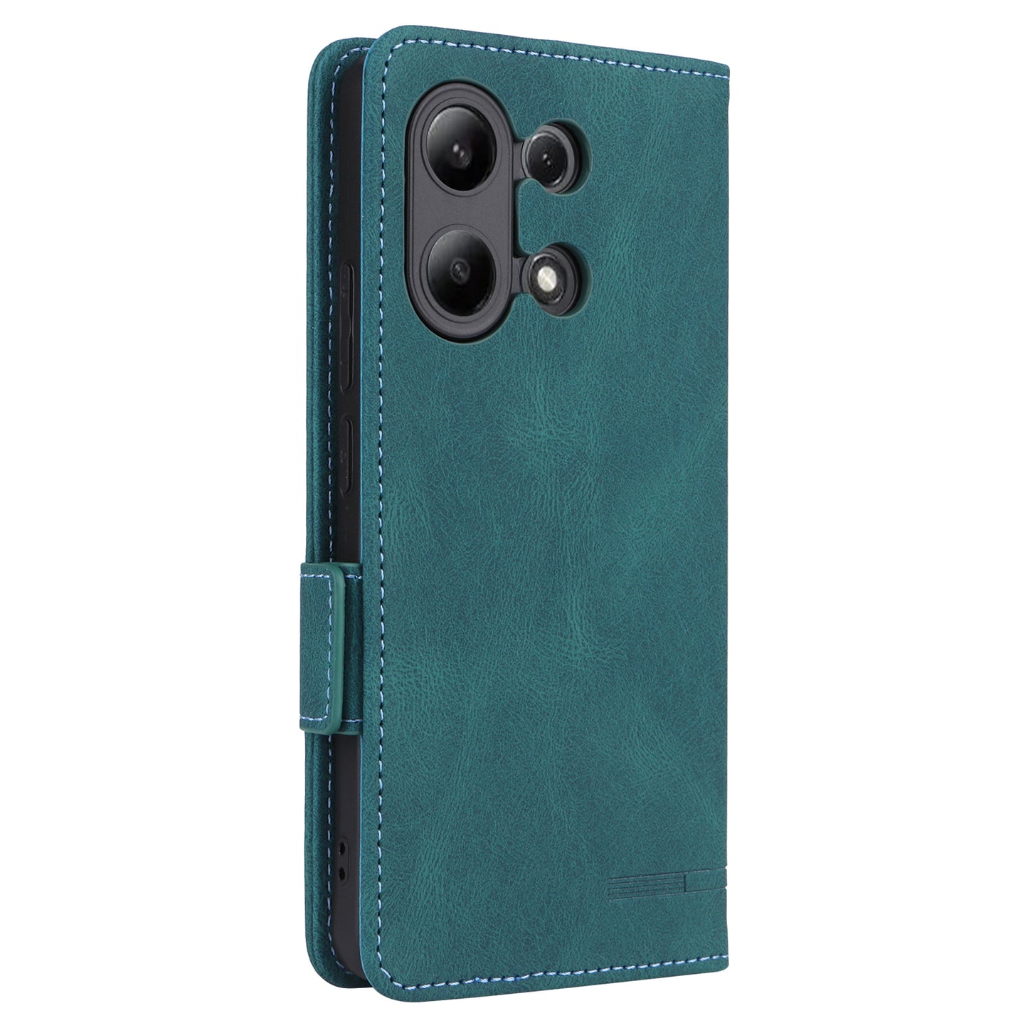 For Xiaomi Redmi Note 13 4G Case Leather Wallet Cover Hardware Decor - Blue