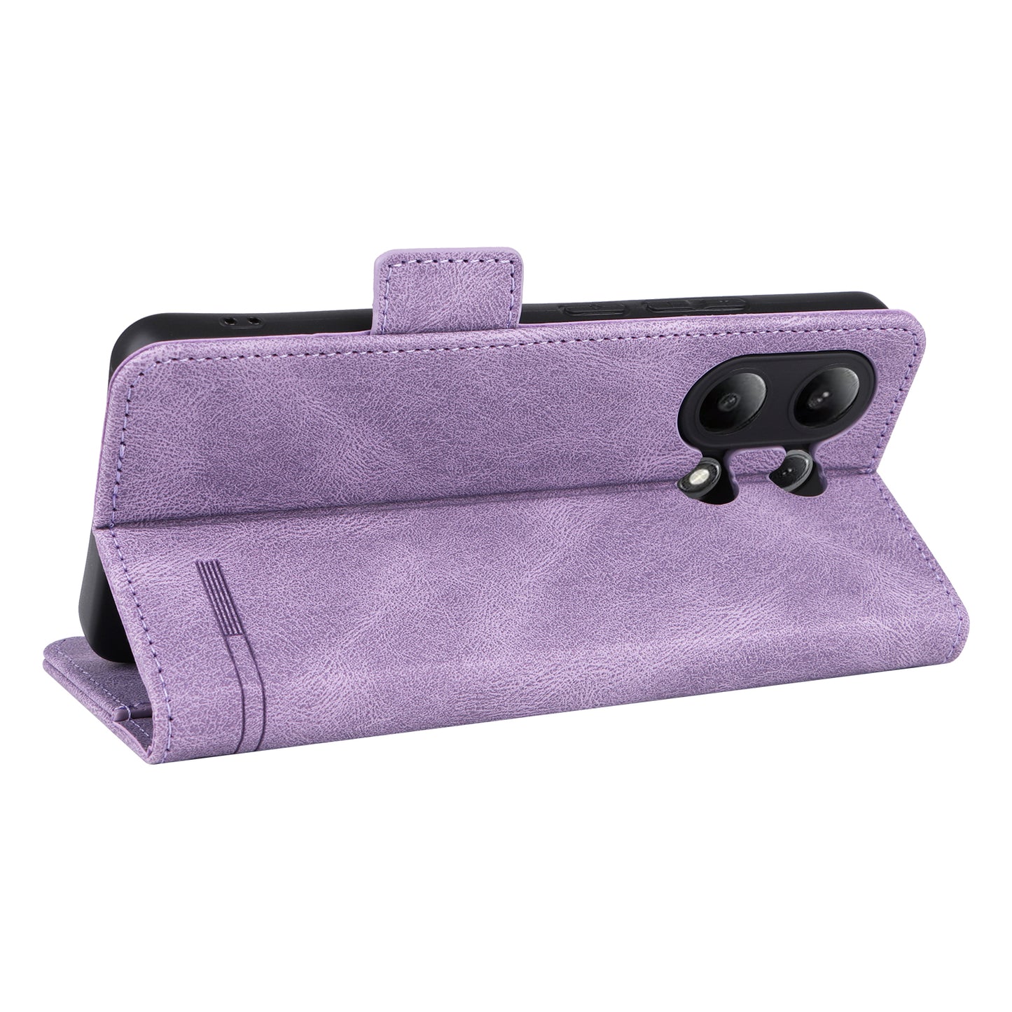 For Xiaomi Redmi Note 13 4G Case Leather Wallet Cover Hardware Decor - Purple