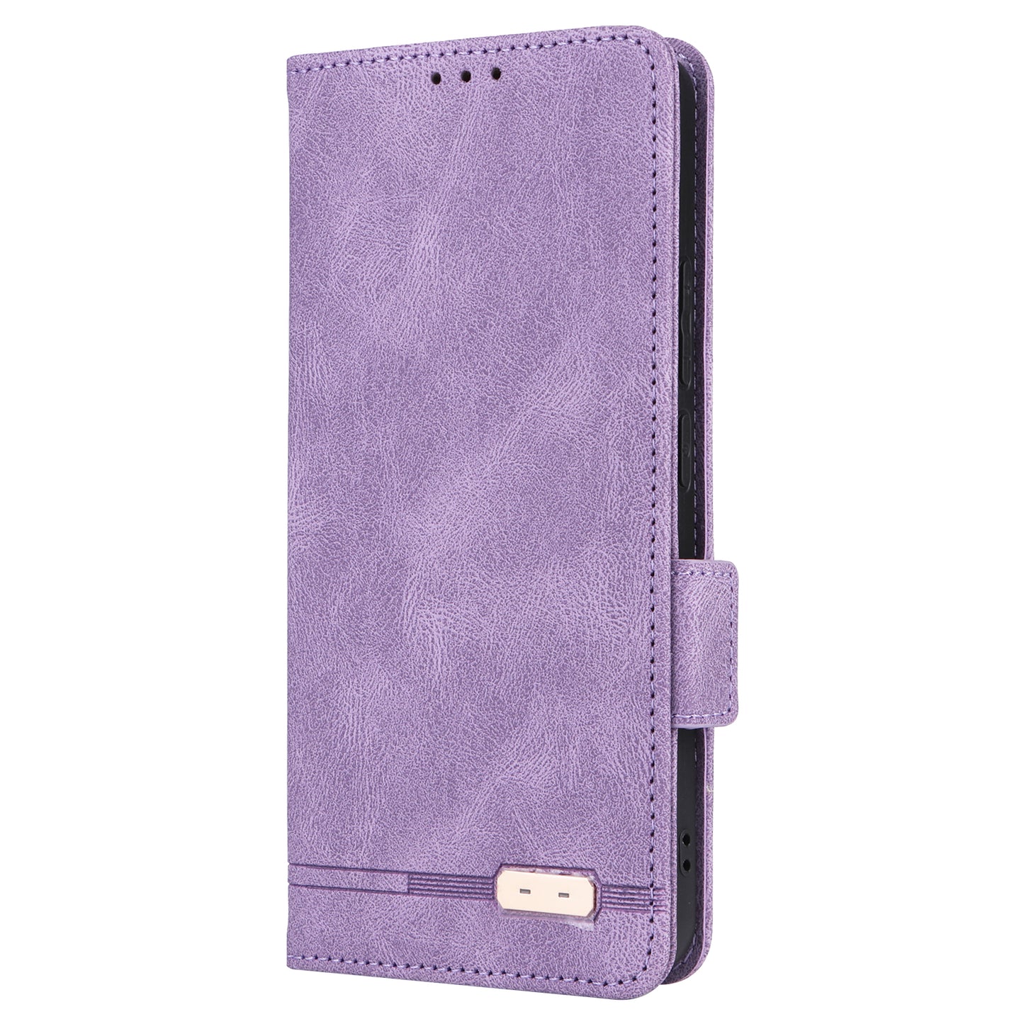For Xiaomi Redmi Note 13 4G Case Leather Wallet Cover Hardware Decor - Purple