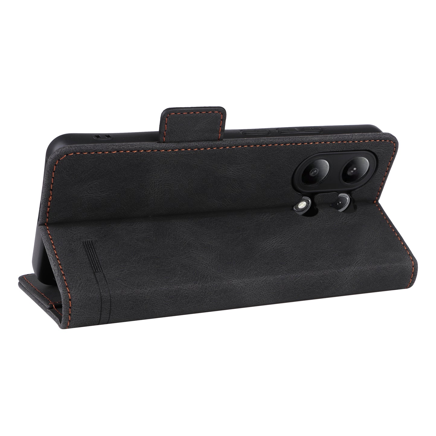 For Xiaomi Redmi Note 13 4G Case Leather Wallet Cover Hardware Decor - Black