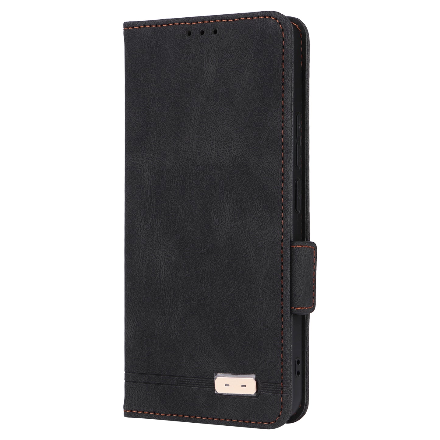 For Xiaomi Redmi Note 13 4G Case Leather Wallet Cover Hardware Decor - Black