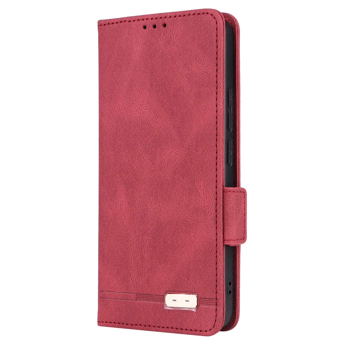 For Xiaomi Redmi Note 13 4G Case Leather Wallet Cover Hardware Decor - Red