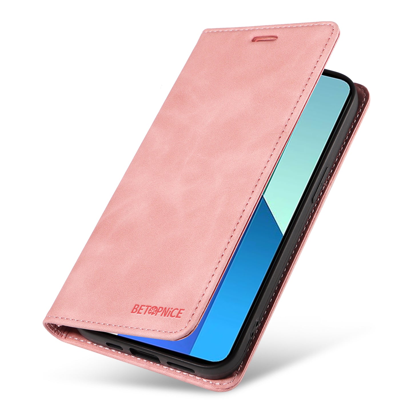 BETOPNICE 003 For Xiaomi Redmi Note 13 4G Case Card Slots RFID Blocking Phone Cover - Pink