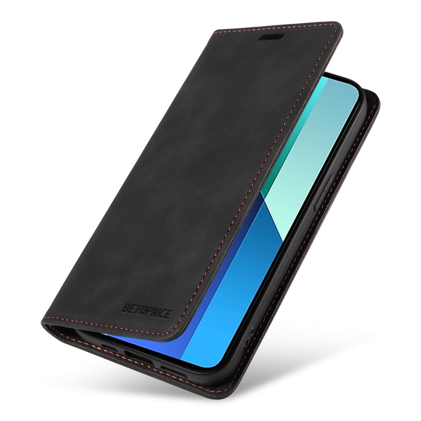 BETOPNICE 003 For Xiaomi Redmi Note 13 4G Case Card Slots RFID Blocking Phone Cover - Black