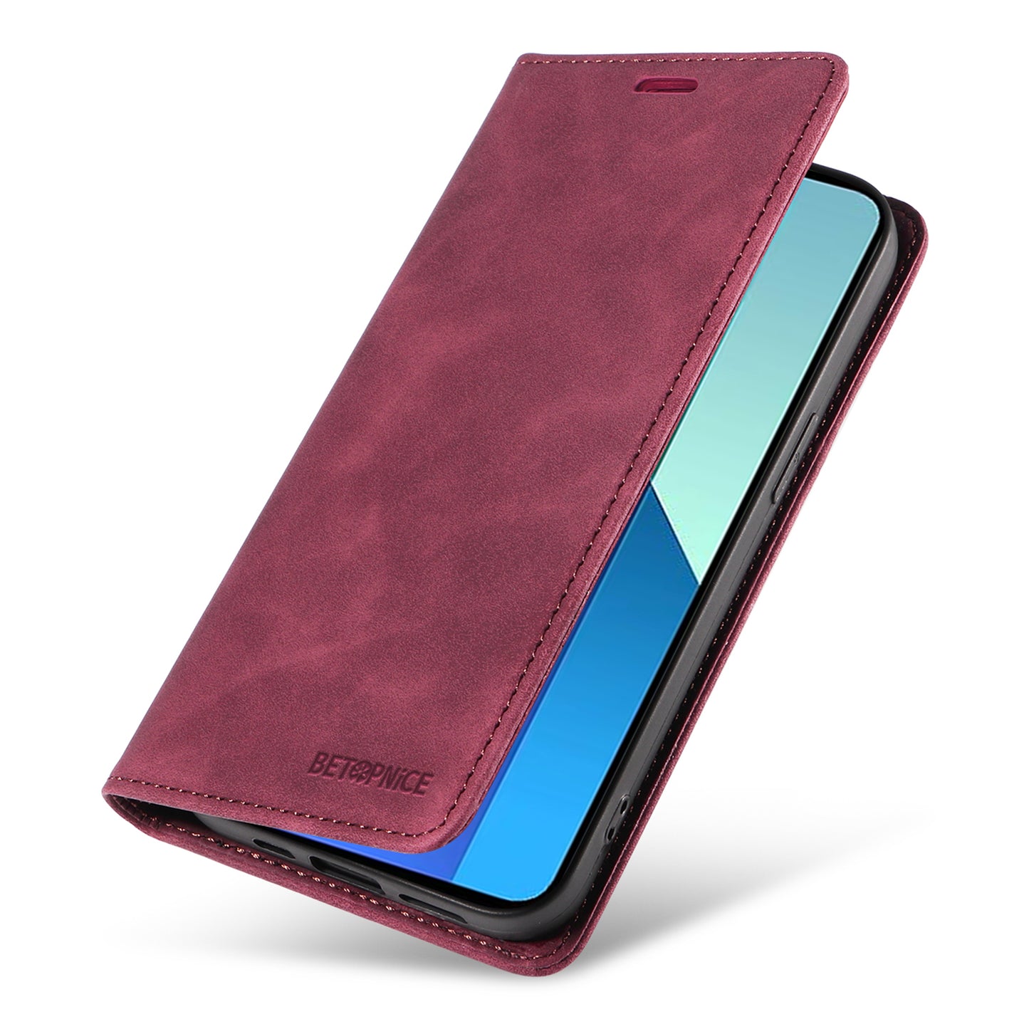 BETOPNICE 003 For Xiaomi Redmi Note 13 4G Case Card Slots RFID Blocking Phone Cover - Red
