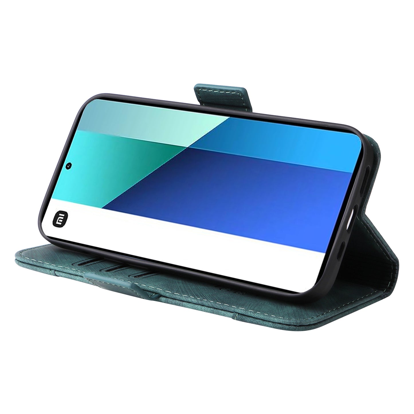 BETOPNICE 001 for Xiaomi Redmi Note 13 4G Case Imprinted Leather Phone Wallet Cover - Green