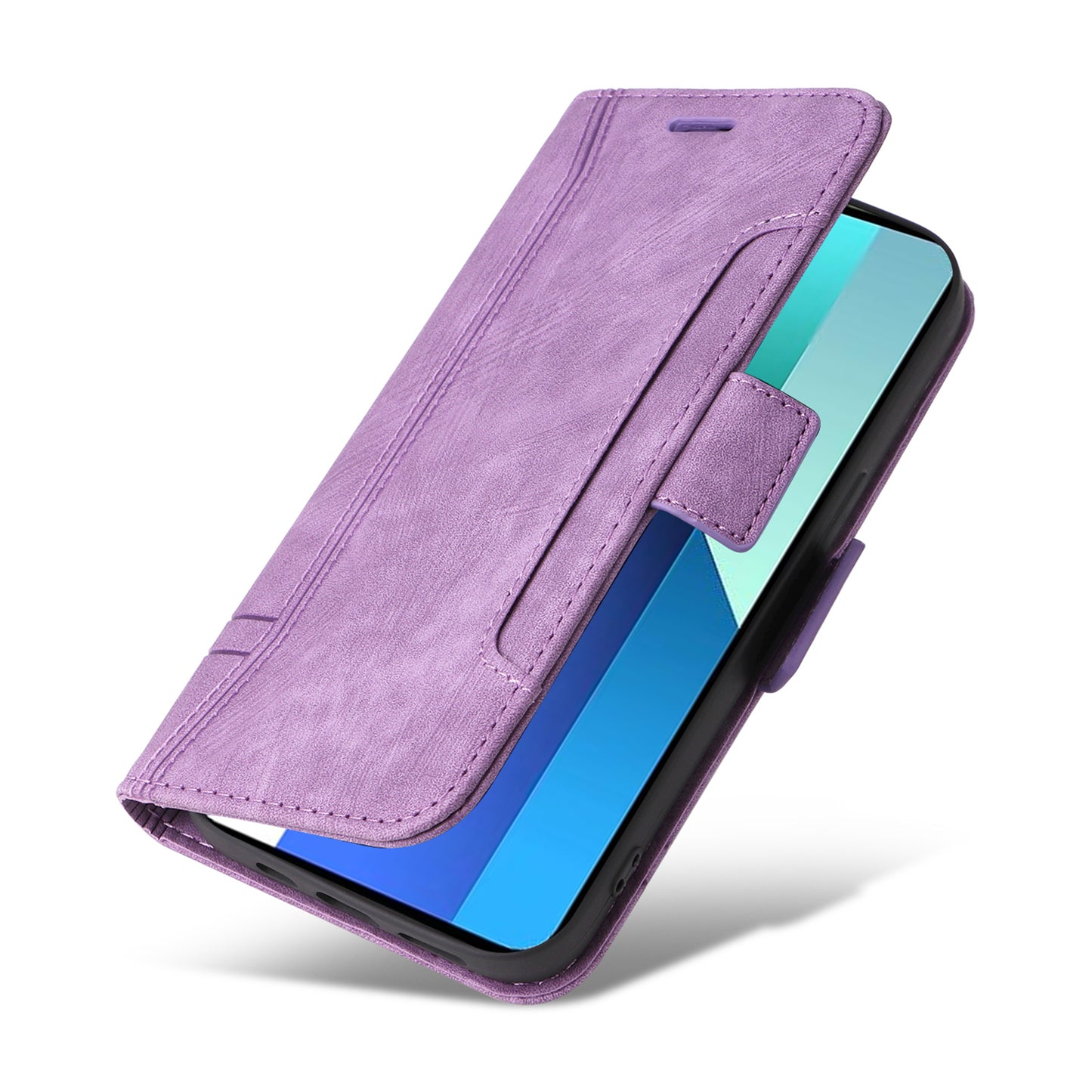 BETOPNICE 001 for Xiaomi Redmi Note 13 4G Case Imprinted Leather Phone Wallet Cover - Purple