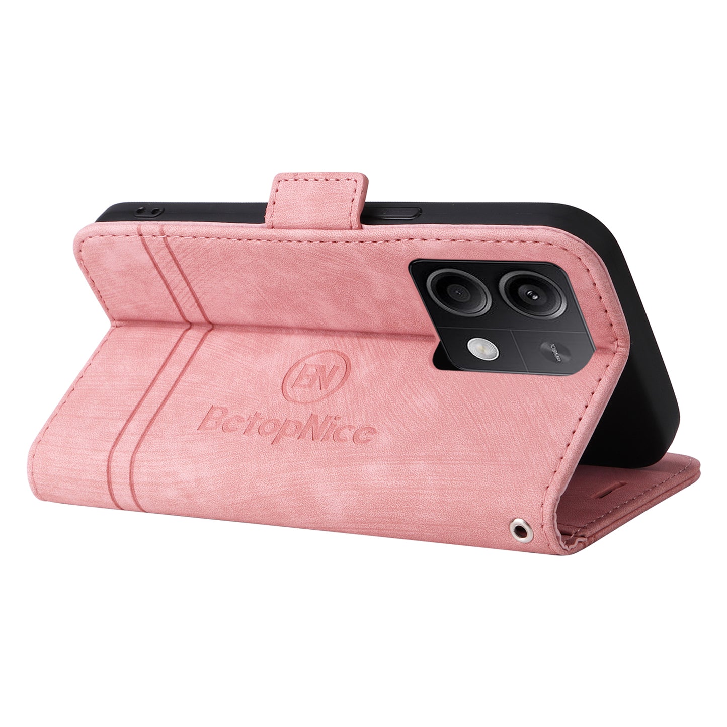 BETOPNICE 001 for Xiaomi Redmi Note 13 5G / Redmi Note 13 5G (China) Case Imprint Leather Cover - Pink