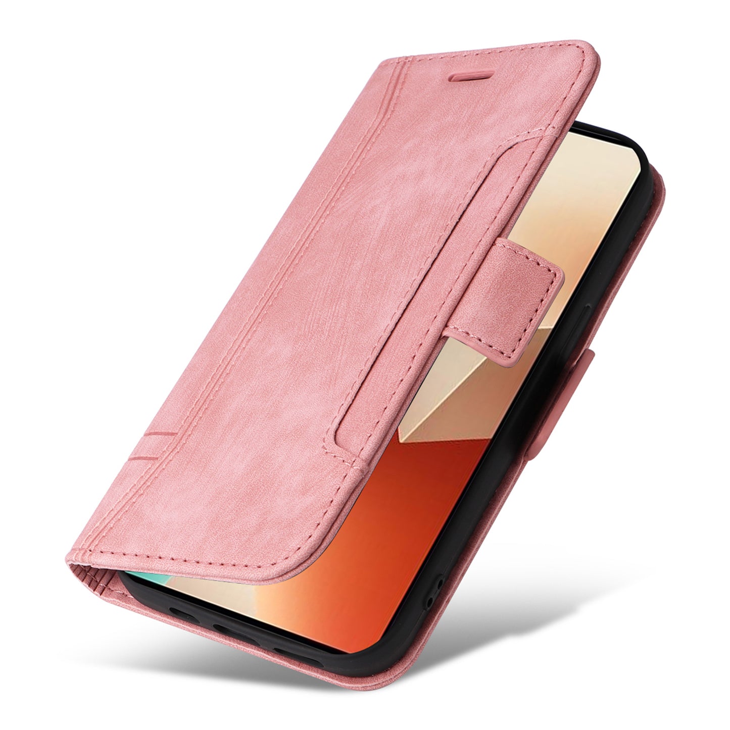 BETOPNICE 001 for Xiaomi Redmi Note 13 5G / Redmi Note 13 5G (China) Case Imprint Leather Cover - Pink
