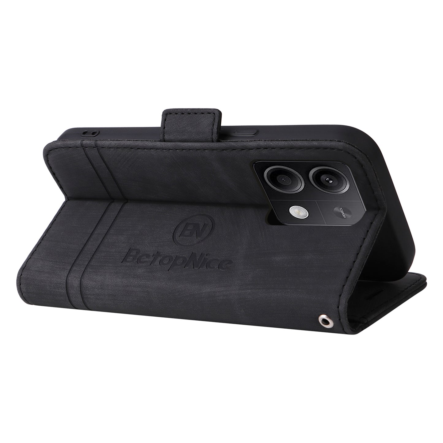 BETOPNICE 001 for Xiaomi Redmi Note 13 5G / Redmi Note 13 5G (China) Case Imprint Leather Cover - Black