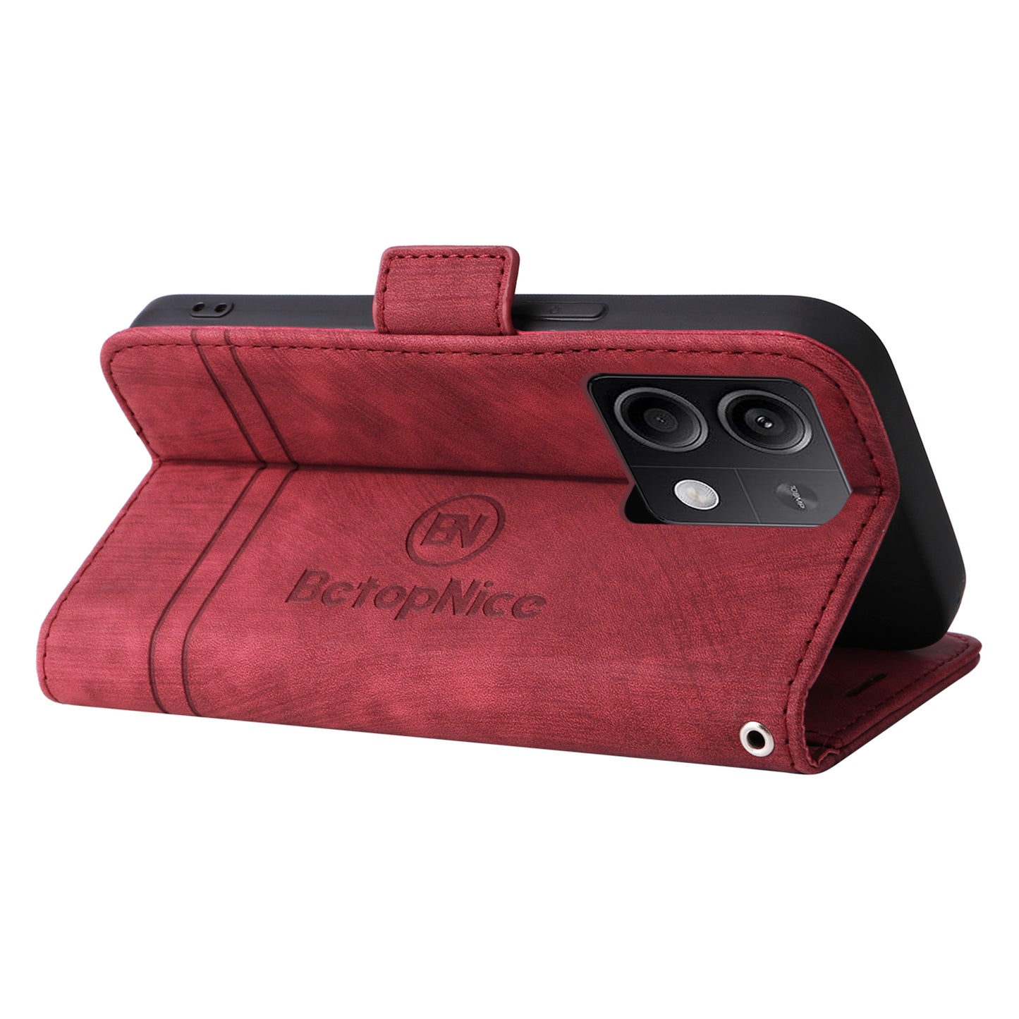 BETOPNICE 001 for Xiaomi Redmi Note 13 5G / Redmi Note 13 5G (China) Case Imprint Leather Cover - Red