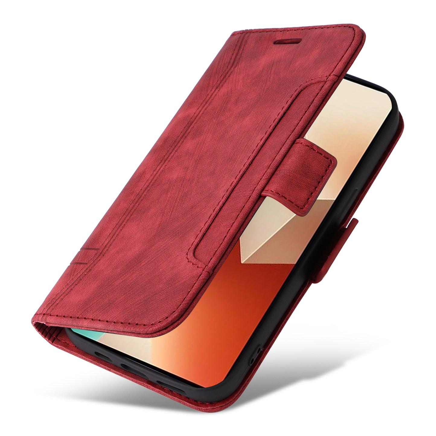 BETOPNICE 001 for Xiaomi Redmi Note 13 5G / Redmi Note 13 5G (China) Case Imprint Leather Cover - Red