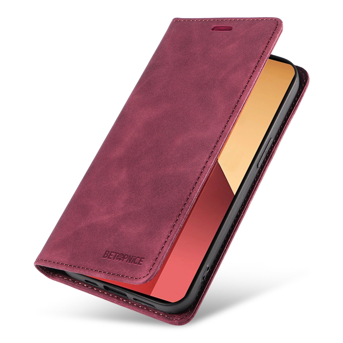 BETOPNICE 003 For Xiaomi Redmi Note 13 Pro 4G / Poco M6 Pro 4G Phone Cover Leather RFID Blocking Case - Red