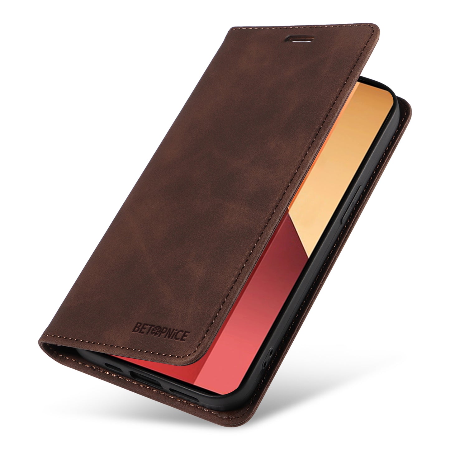 BETOPNICE 003 For Xiaomi Redmi Note 13 Pro 4G / Poco M6 Pro 4G Phone Cover Leather RFID Blocking Case - Brown