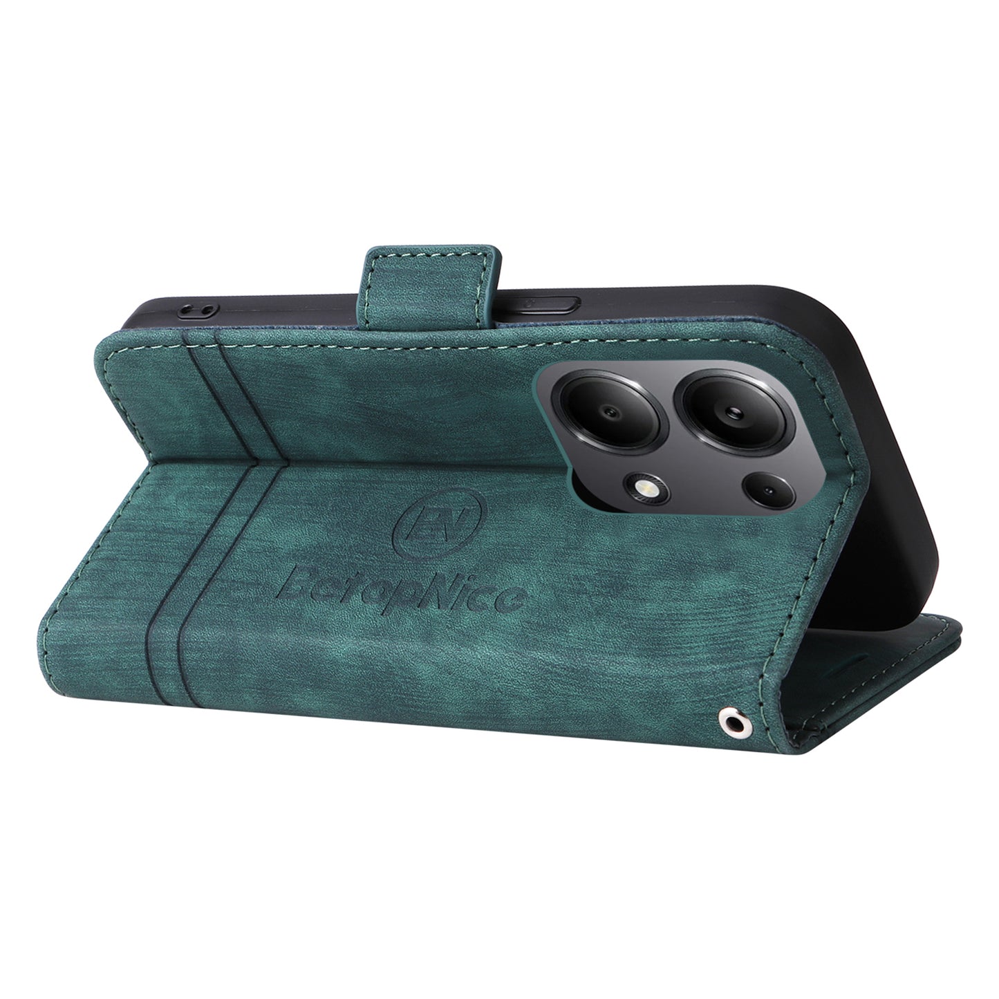 BETOPNICE 001 for Xiaomi Redmi Note 13 Pro 4G / Poco M6 Pro 4G Case with Hand Strap Leather Wallet Cover - Green