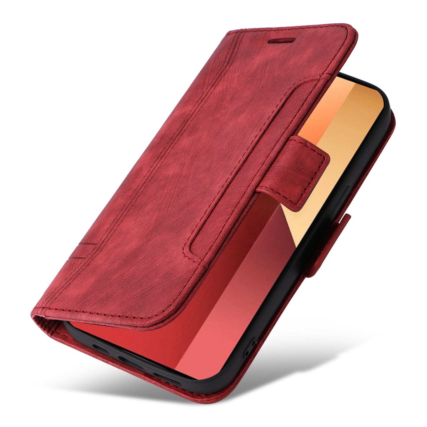 BETOPNICE 001 for Xiaomi Redmi Note 13 Pro 4G / Poco M6 Pro 4G Case with Hand Strap Leather Wallet Cover - Red