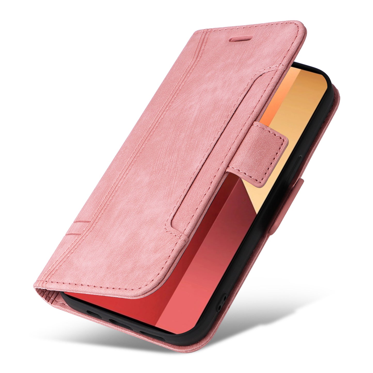 BETOPNICE 001 for Xiaomi Redmi Note 13 Pro 4G / Poco M6 Pro 4G Case with Hand Strap Leather Wallet Cover - Pink