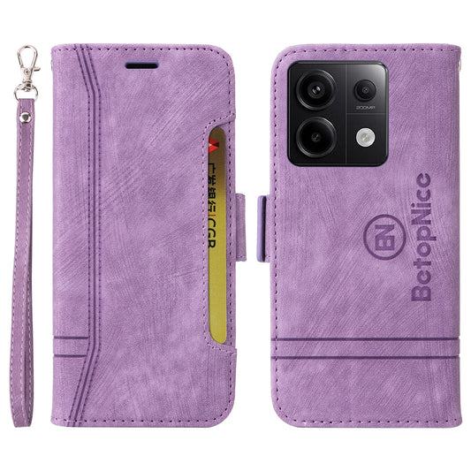 BETOPNICE 001 for Xiaomi Redmi Note 13 Pro 5G / Poco X6 5G Case Leather Wallet Smart Phone Cover - Purple