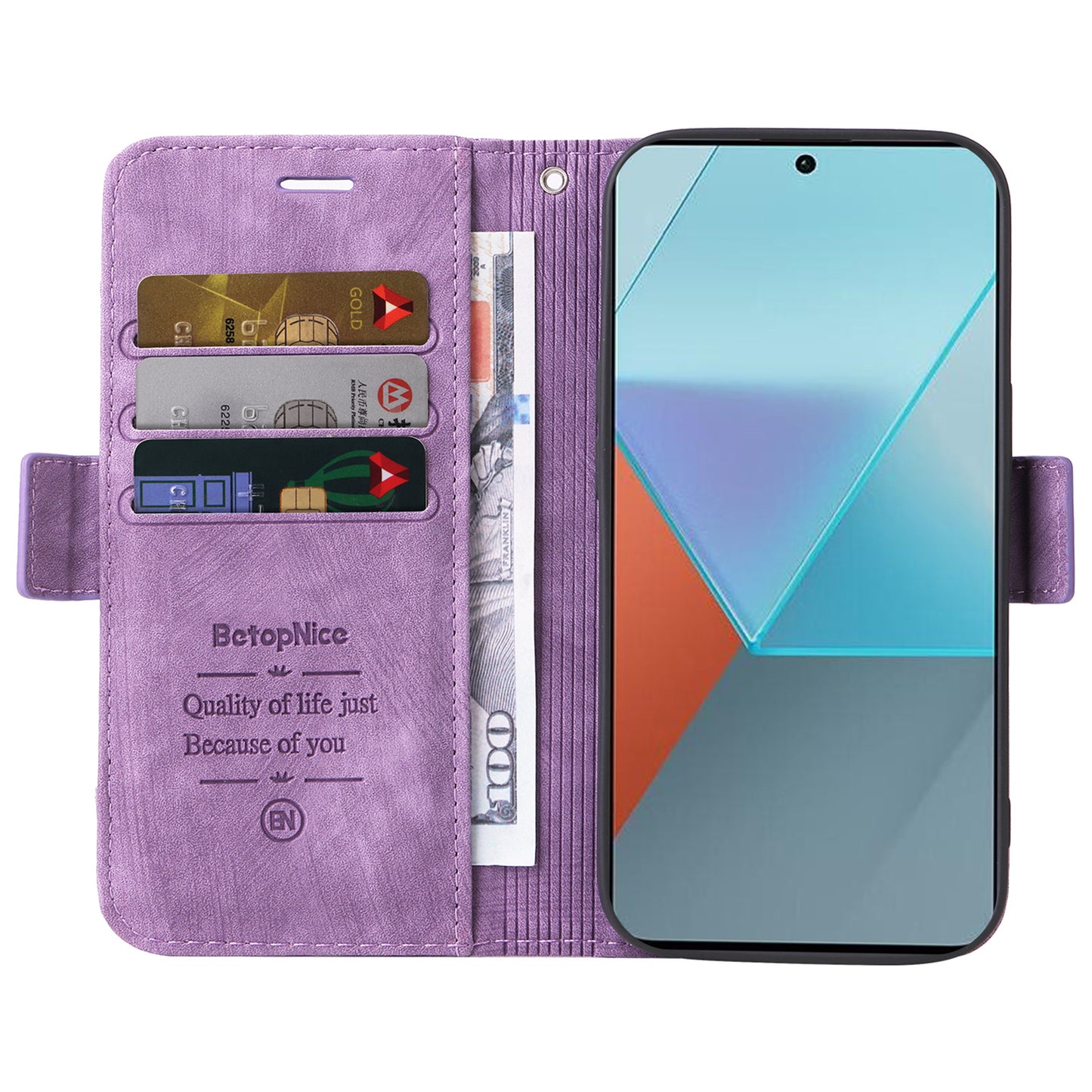 BETOPNICE 001 for Xiaomi Redmi Note 13 Pro 5G / Poco X6 5G Case Leather Wallet Smart Phone Cover - Purple
