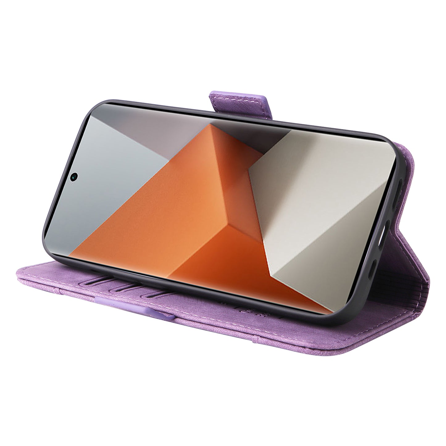 BETOPNICE 001 for Xiaomi Redmi Note 13 Pro+ 5G Phone Case Imprinted Lines Pattern Wallet Cover - Purple