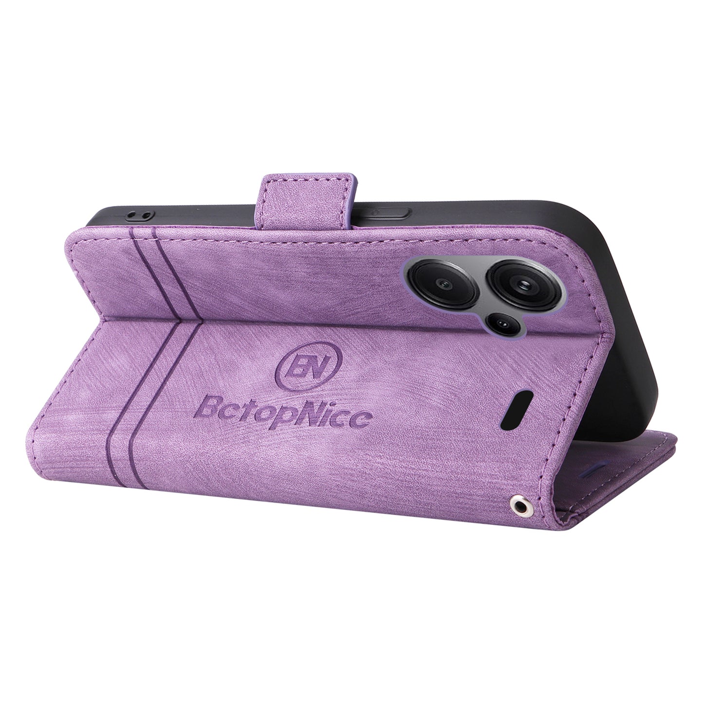 BETOPNICE 001 for Xiaomi Redmi Note 13 Pro+ 5G Phone Case Imprinted Lines Pattern Wallet Cover - Purple