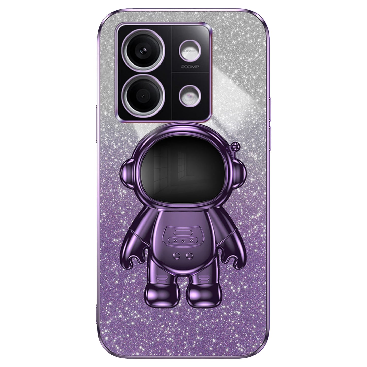 For Xiaomi Redmi Note 13 4G Case Glitter Powder Anti-scratch PC+TPU Phone Kickstand Cover - Purple