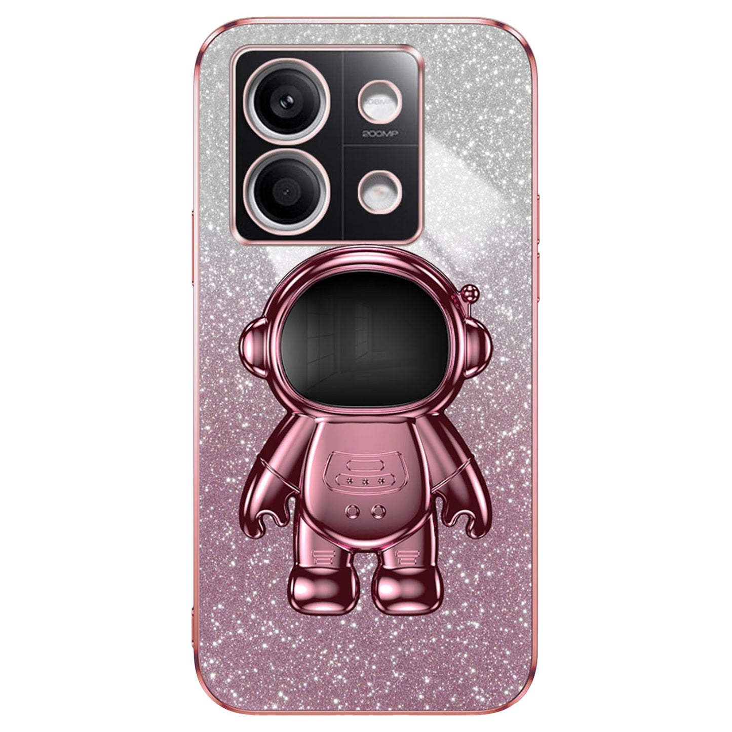 For Xiaomi Redmi Note 13 4G Case Glitter Powder Anti-scratch PC+TPU Phone Kickstand Cover - Pink