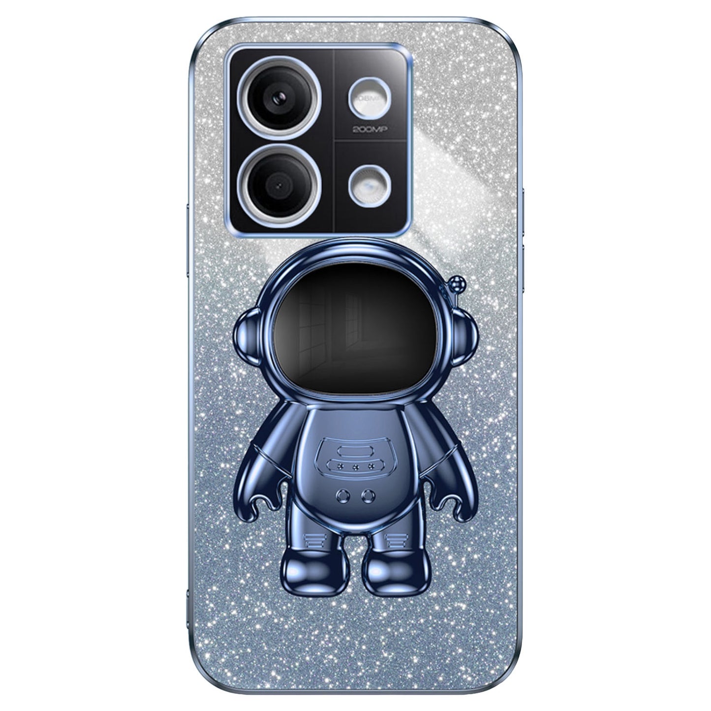 For Xiaomi Redmi Note 13 4G Case Glitter Powder Anti-scratch PC+TPU Phone Kickstand Cover - Blue