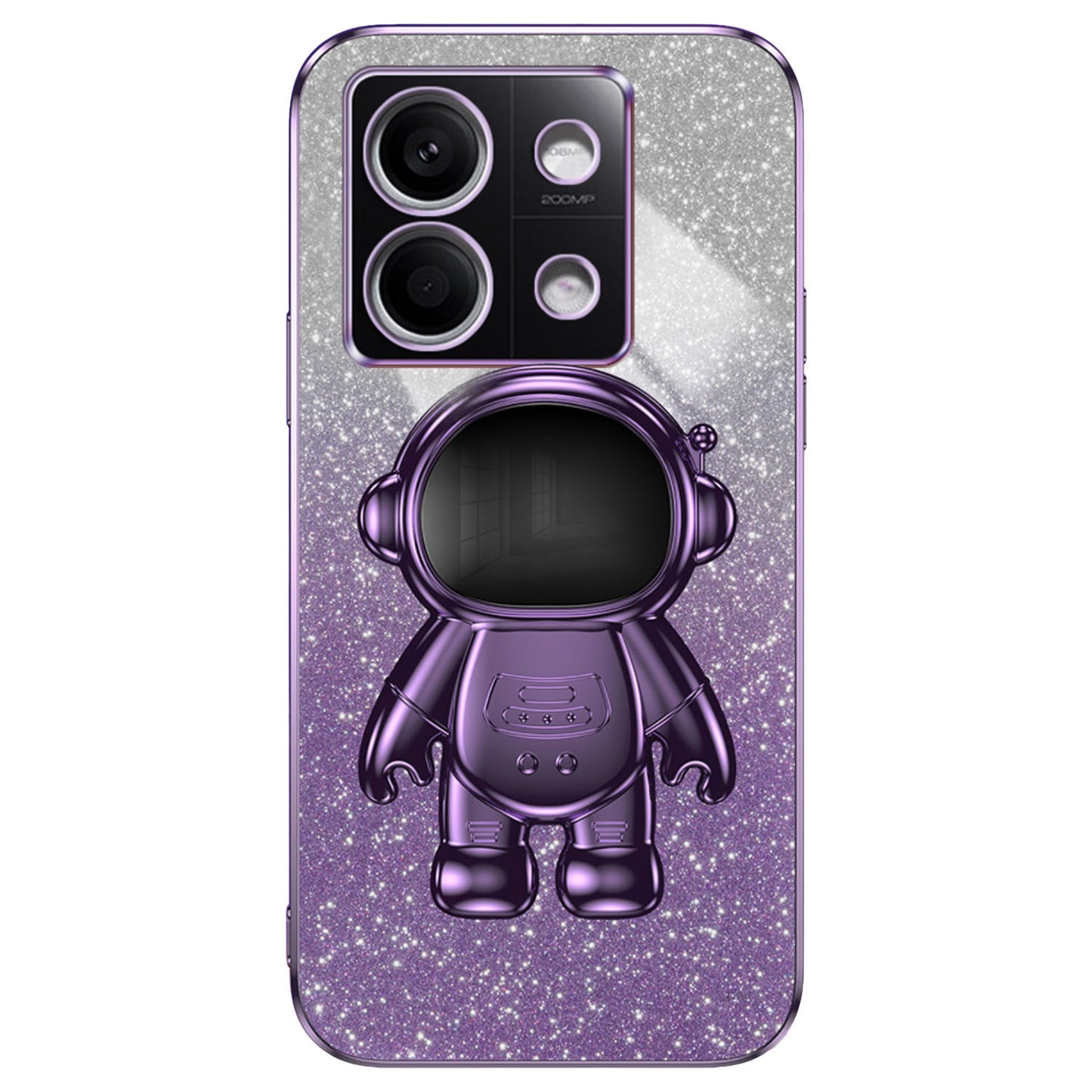 For Xiaomi Redmi Note 13 5G (Global) Cover Astronaut Kickstand Glitter Powder Mobile Phone Case - Purple