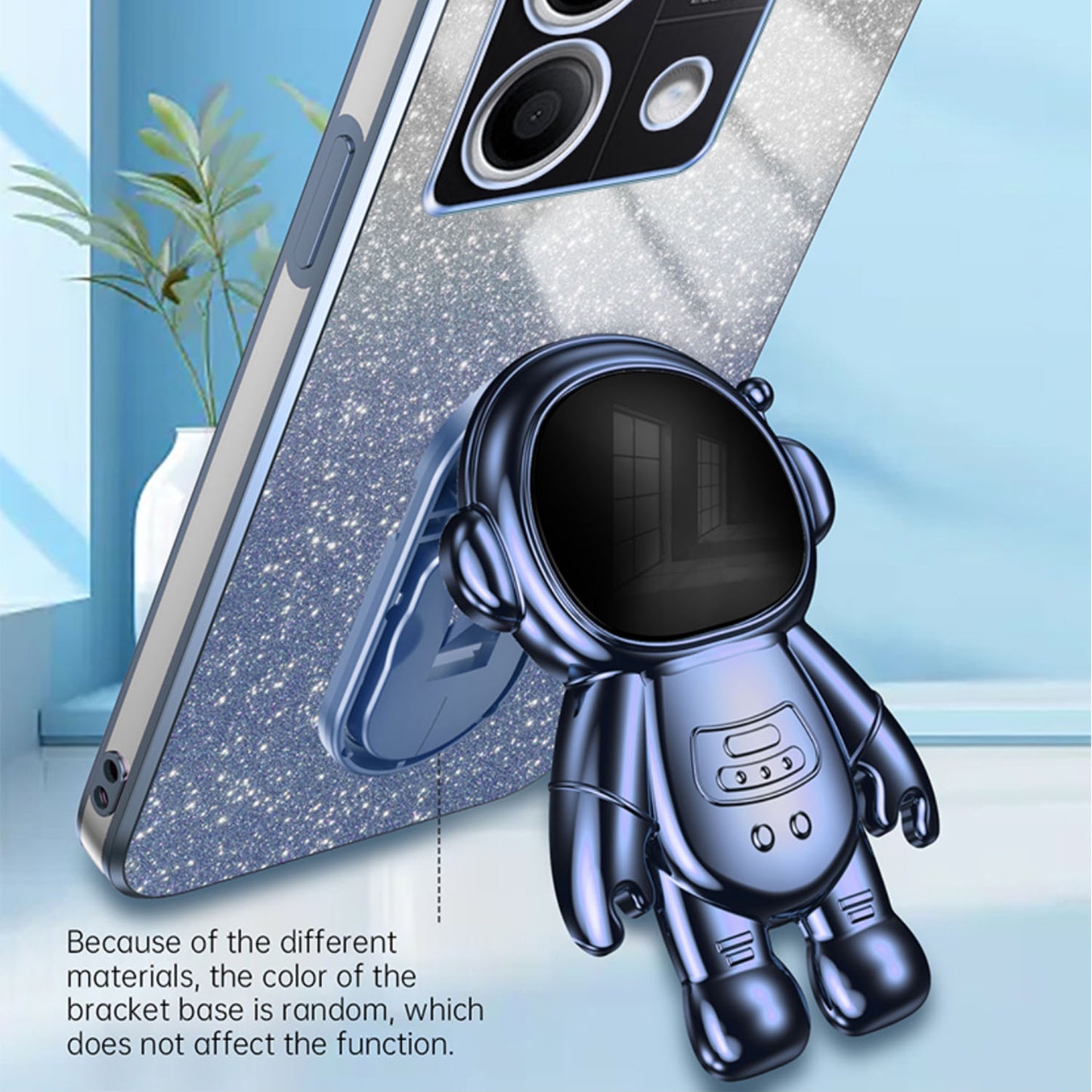 For Xiaomi Redmi Note 13 5G (Global) Cover Astronaut Kickstand Glitter Powder Mobile Phone Case - Blue