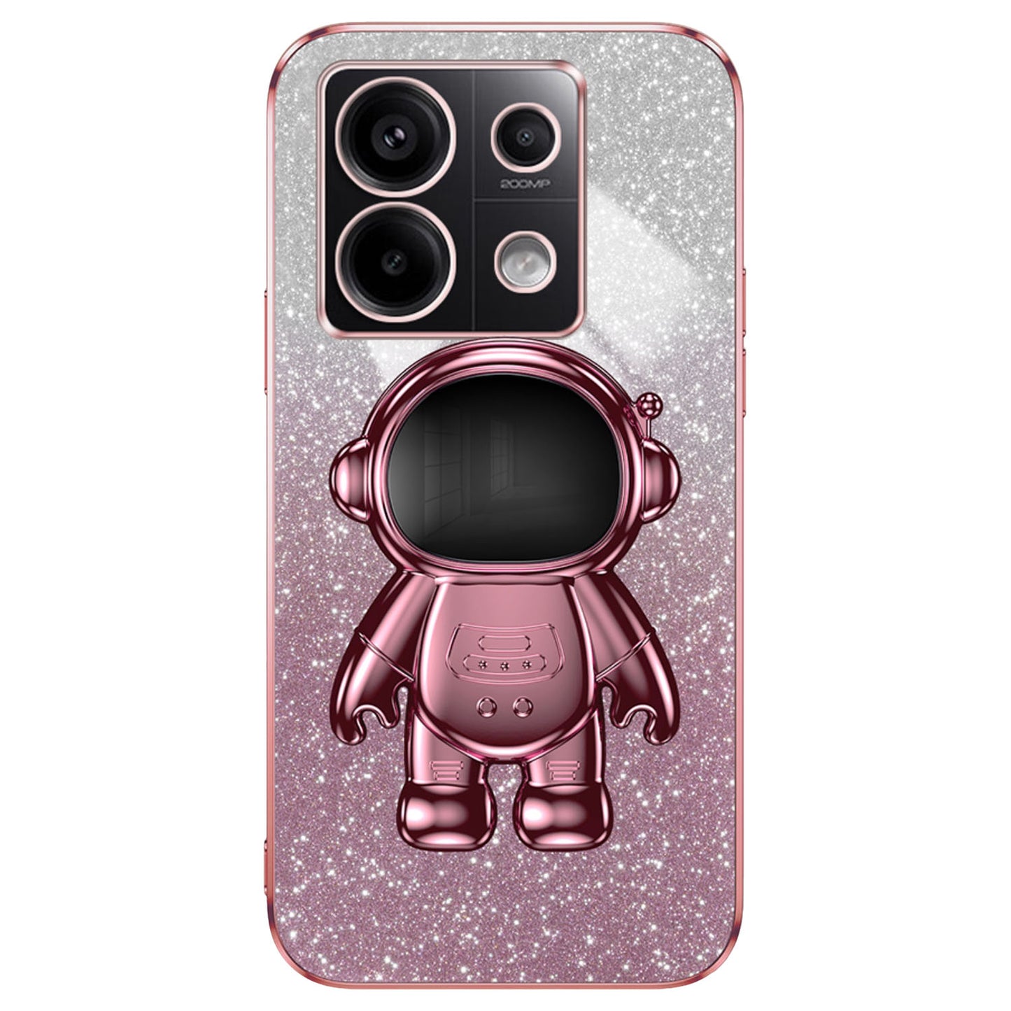 For Xiaomi Poco X6 5G / Redmi Note 13 Pro 5G Case Electroplating Astronaut Kickstand Phone Cover - Pink