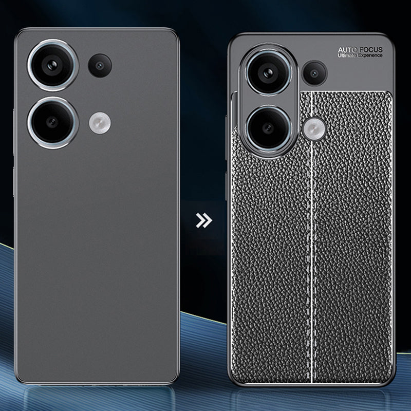 For Xiaomi Redmi Note 13 4G Case Litchi Texture Soft TPU Phone Cover - Black