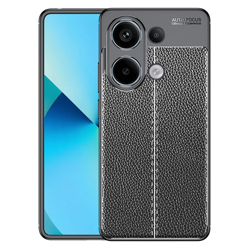 For Xiaomi Redmi Note 13 Pro 4G / Poco M6 Pro 4G TPU Case Anti-fingerprint Phone Cover Litchi Texture - Black