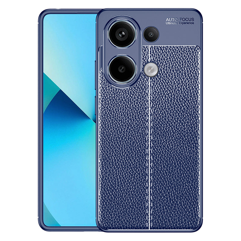 For Xiaomi Redmi Note 13 Pro 4G / Poco M6 Pro 4G TPU Case Anti-fingerprint Phone Cover Litchi Texture - Blue