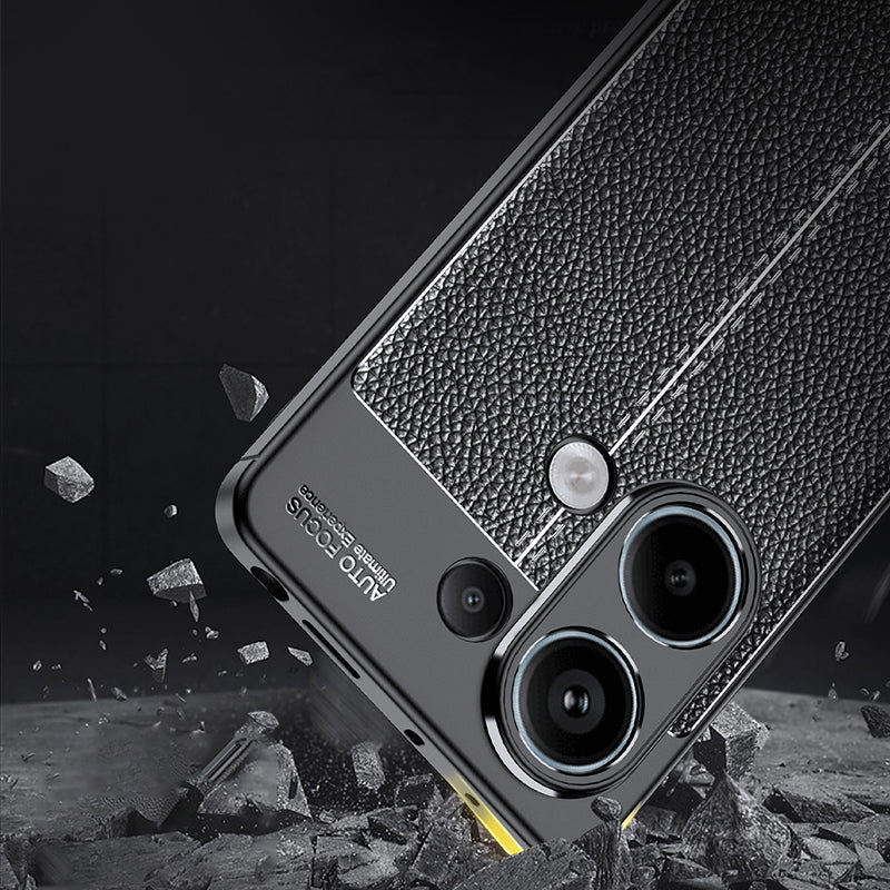 For Xiaomi Redmi Note 13 Pro 4G / Poco M6 Pro 4G TPU Case Anti-fingerprint Phone Cover Litchi Texture - Blue