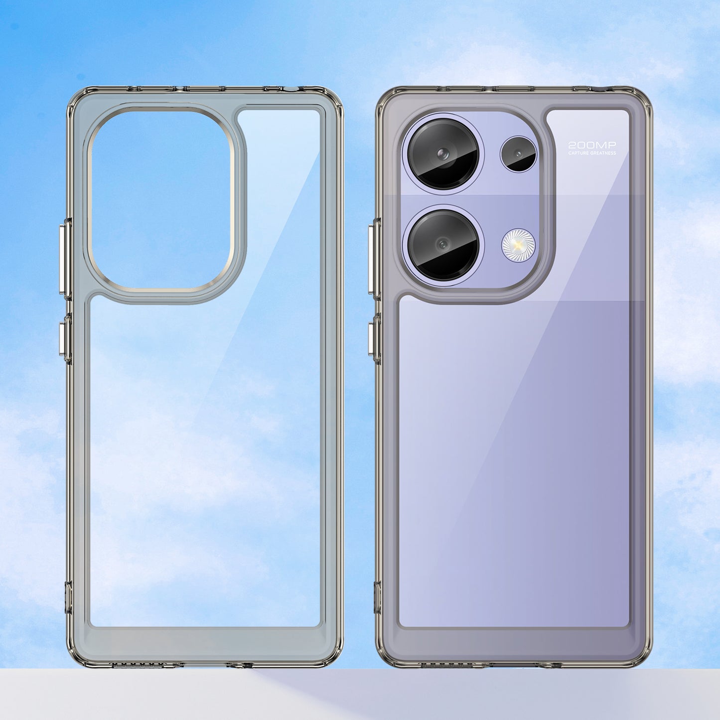 For Xiaomi Redmi Note 13 Pro 4G / Poco M6 Pro 4G Case TPU+Acrylic Clear Phone Cover - Transparent Grey