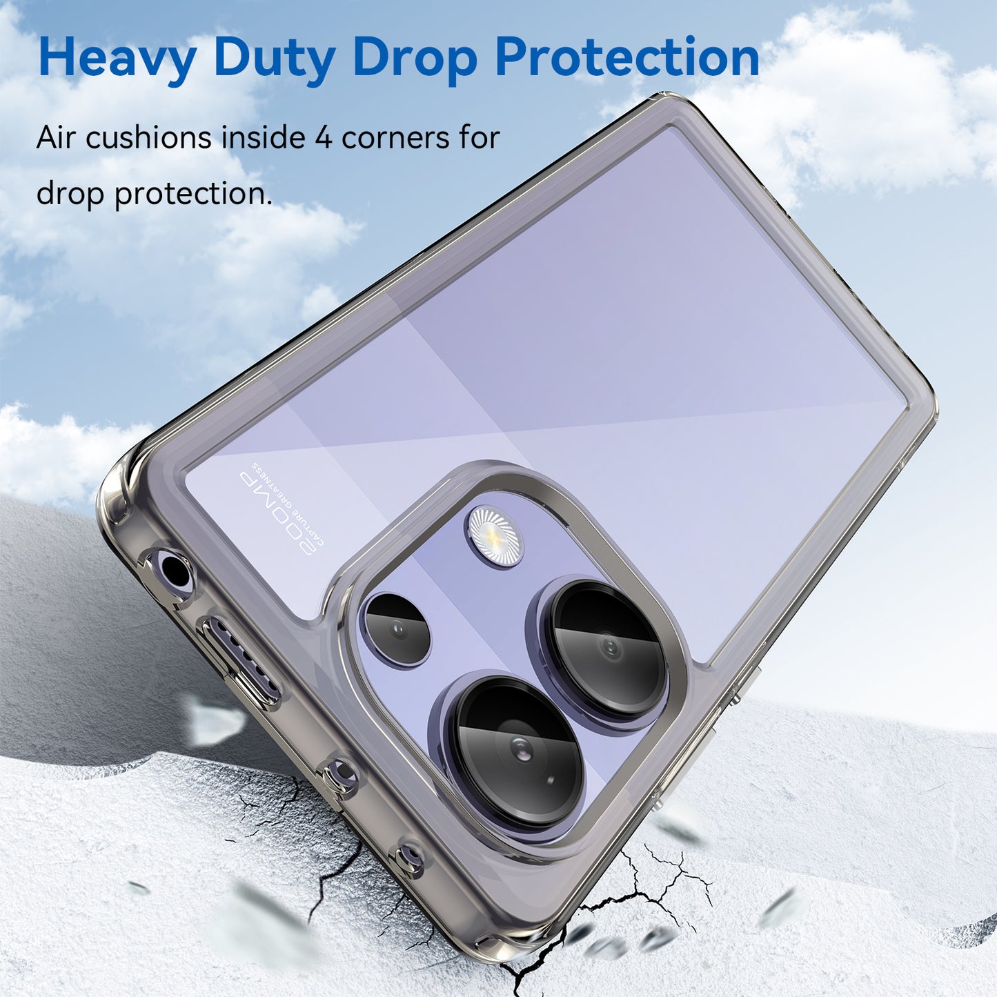 For Xiaomi Redmi Note 13 Pro 4G / Poco M6 Pro 4G Case TPU+Acrylic Clear Phone Cover - Transparent Grey