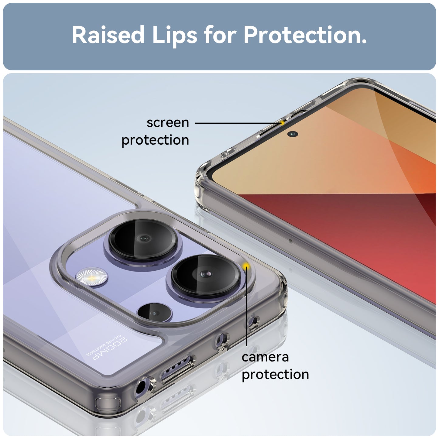 For Xiaomi Redmi Note 13 Pro 4G / Poco M6 Pro 4G Case TPU+Acrylic Clear Phone Cover - Transparent Grey