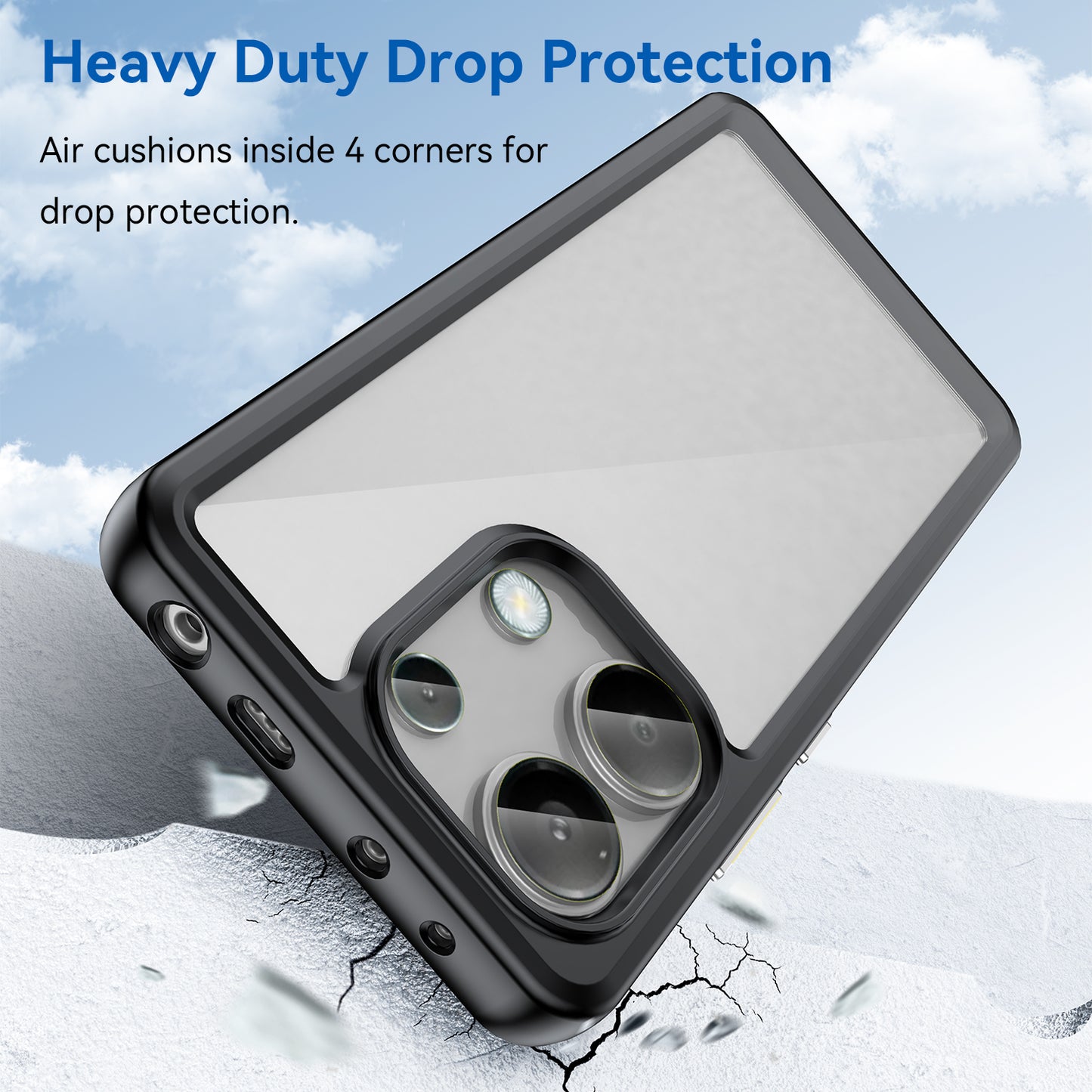 For Xiaomi Redmi Note 13 4G Case TPU + Acrylic Mobile Phone Protective Cover - Black