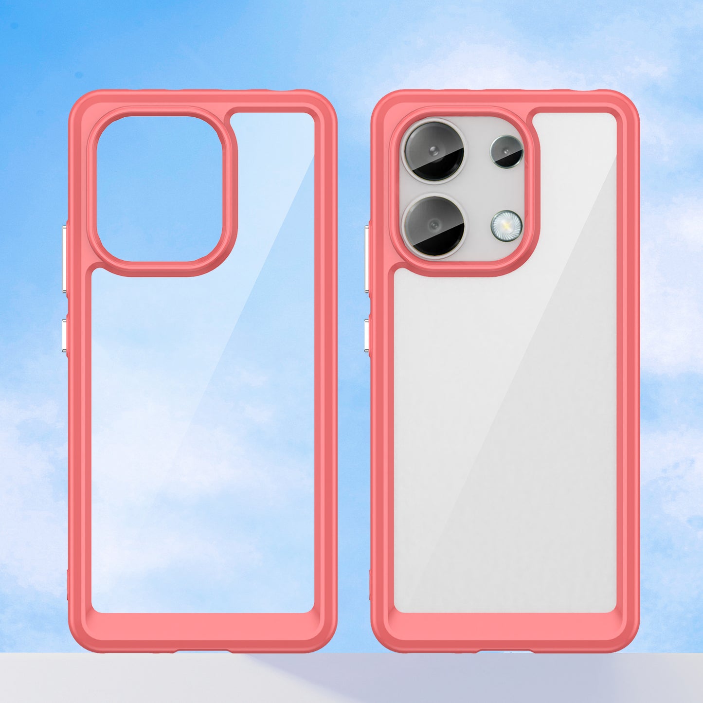 For Xiaomi Redmi Note 13 4G Case TPU + Acrylic Mobile Phone Protective Cover - Red
