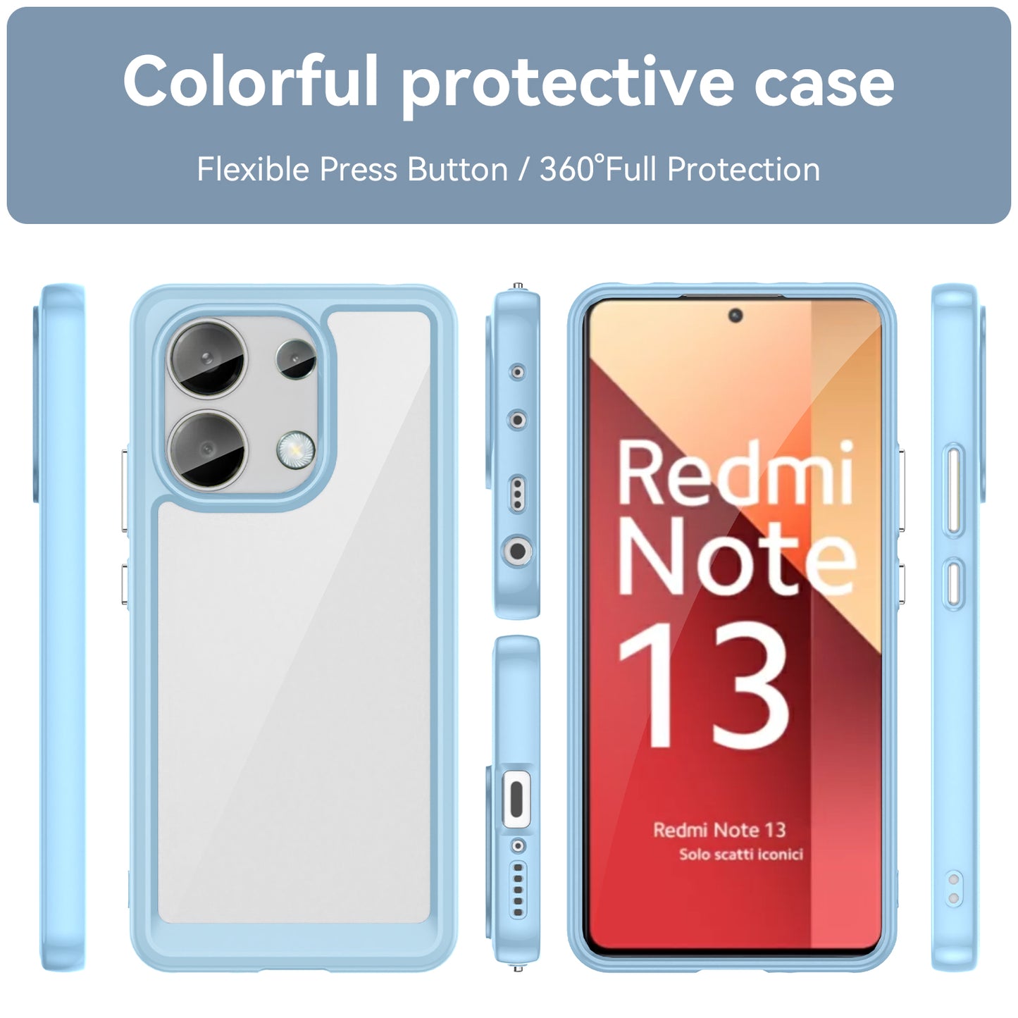 For Xiaomi Redmi Note 13 4G Case TPU + Acrylic Mobile Phone Protective Cover - Blue