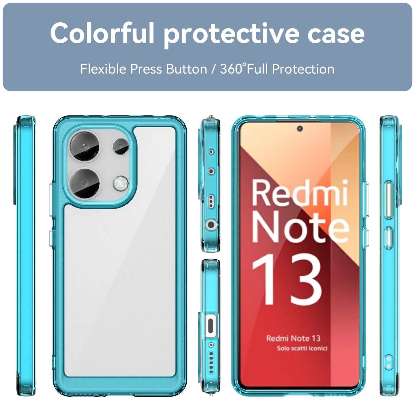For Xiaomi Redmi Note 13 4G Case TPU + Acrylic Mobile Phone Protective Cover - Transparent Blue