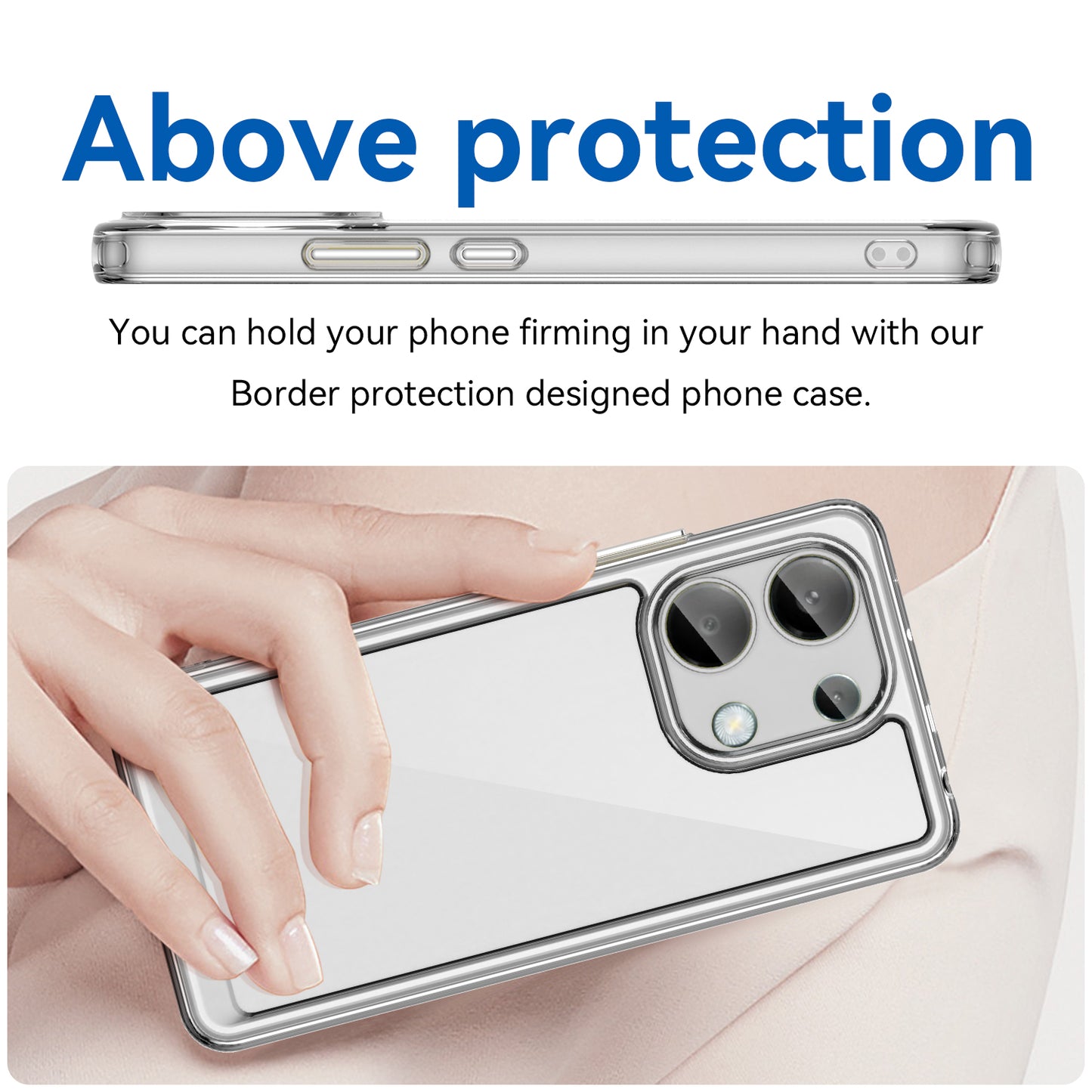 For Xiaomi Redmi Note 13 4G Case TPU + Acrylic Mobile Phone Protective Cover - Transparent