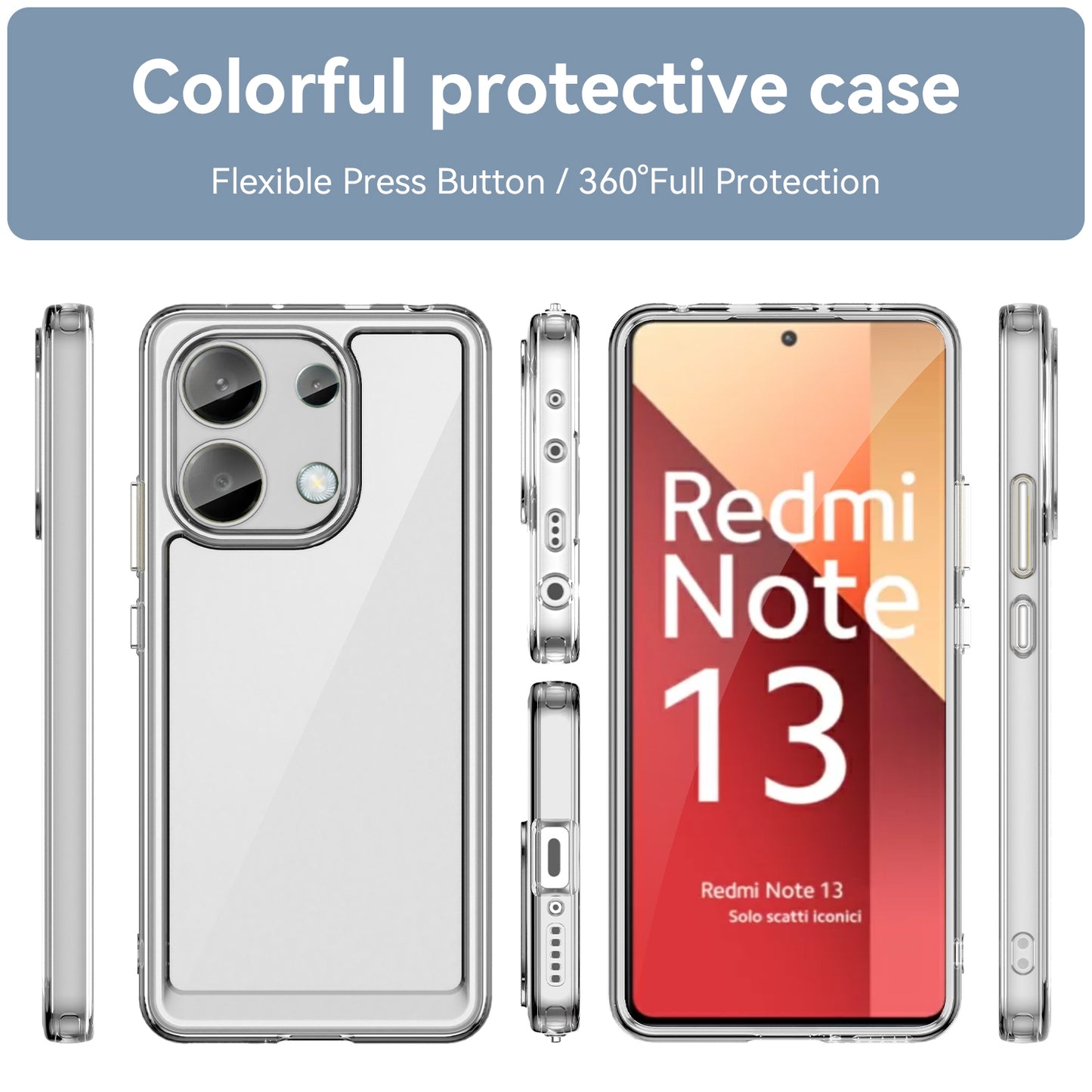For Xiaomi Redmi Note 13 4G Case TPU + Acrylic Mobile Phone Protective Cover - Transparent