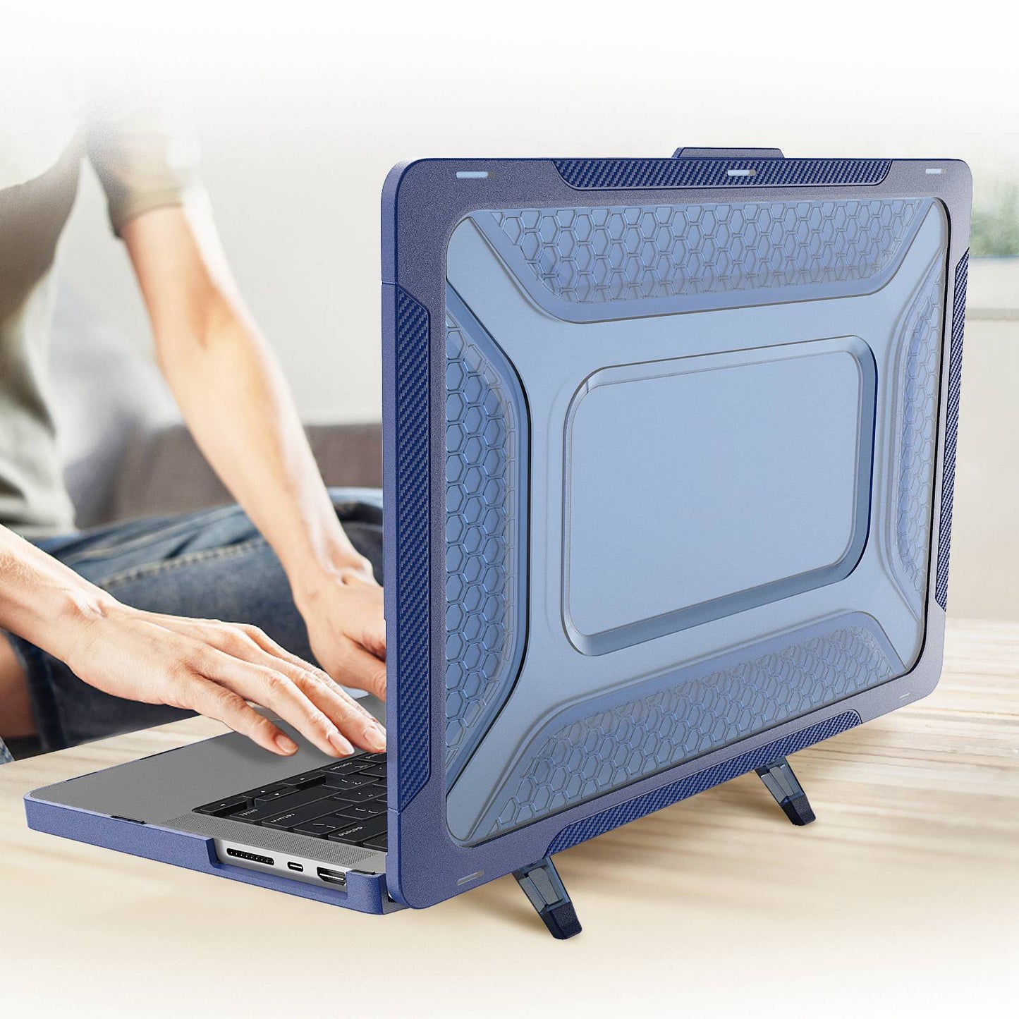 Protective Case for MacBook Pro 14 inch (2021) (A2442 M1 Pro / M1 Max) Scratch Resistant PC Front and Back Cover Laptops Anti-Drop Hard Shell - Sapphire