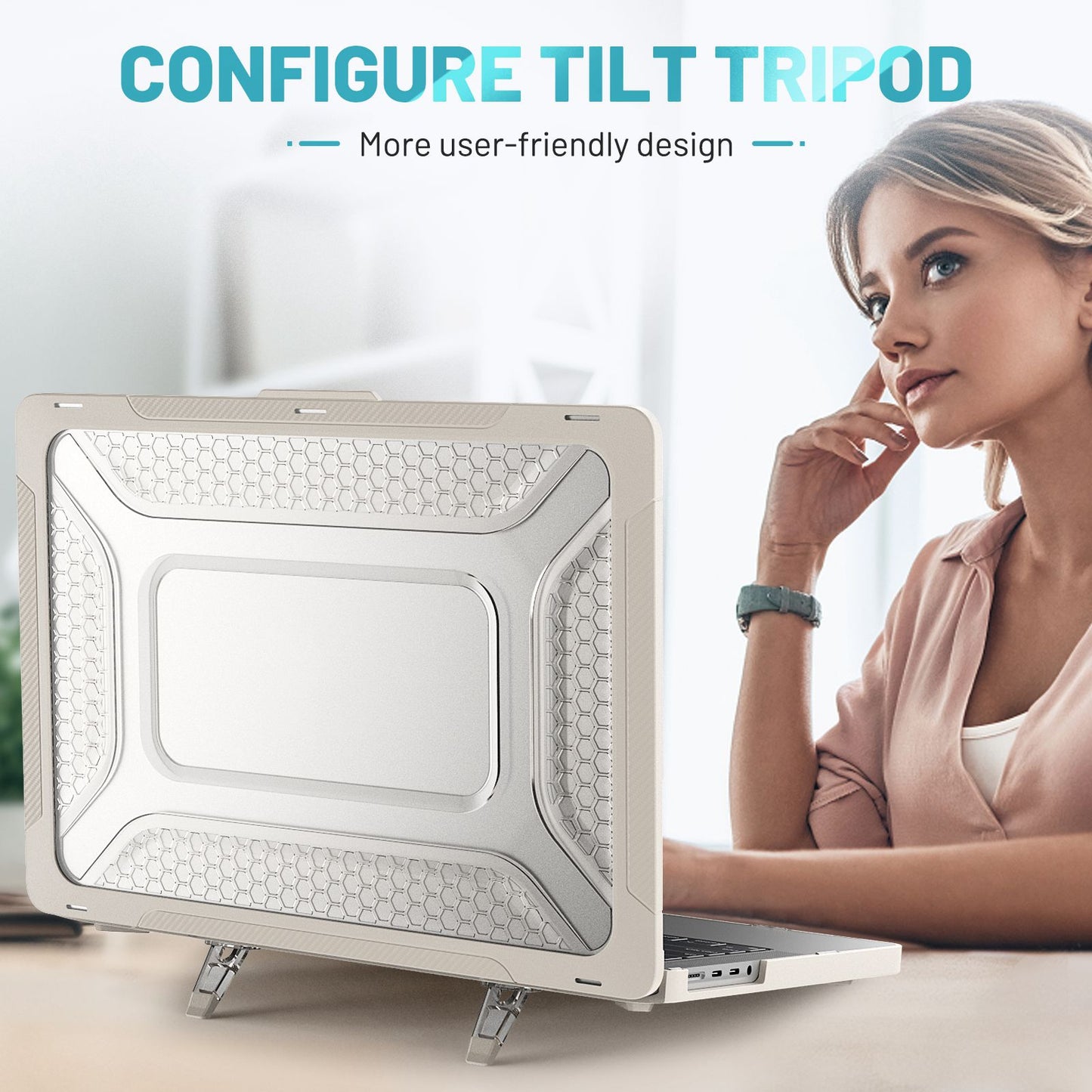 Protective Case for MacBook Pro 14 inch (2021) (A2442 M1 Pro / M1 Max) Scratch Resistant PC Front and Back Cover Laptops Anti-Drop Hard Shell - Beige