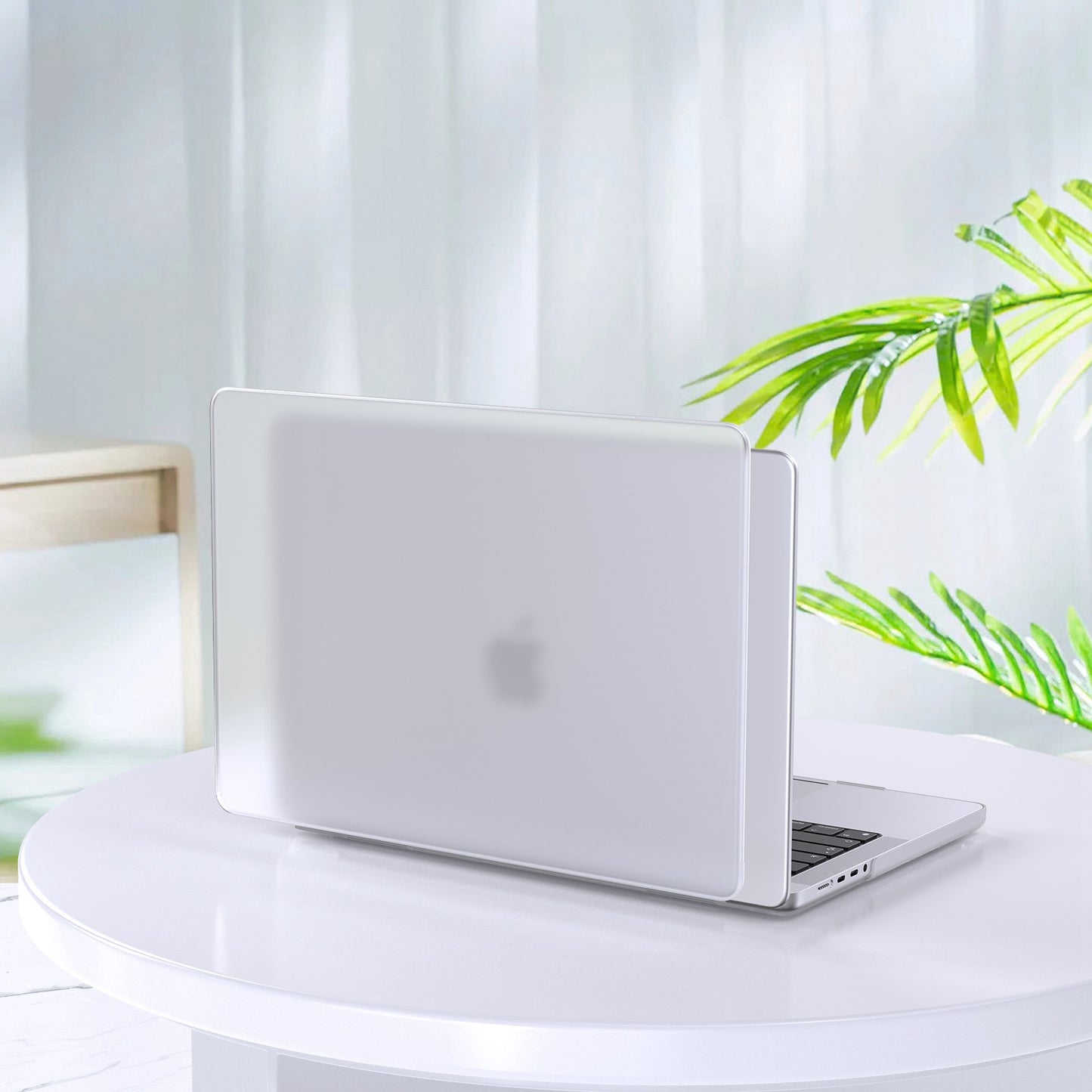 LENTION For MacBook Pro 14 inch (2021) Matte Finish PC Laptop Case Front and Back Protective Notebook Cover - Transparent White